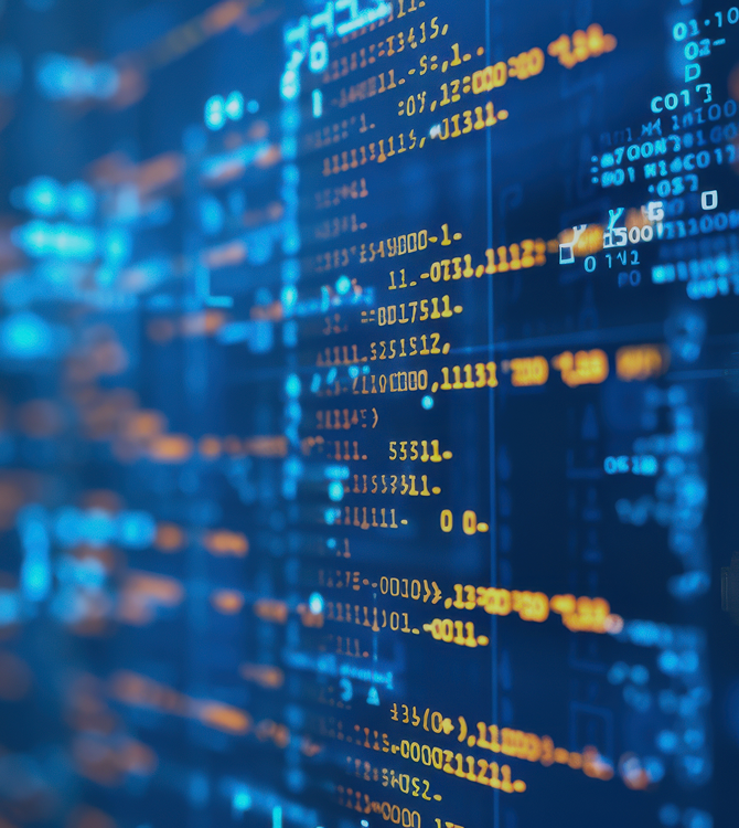 Crypto image with technology code in the background